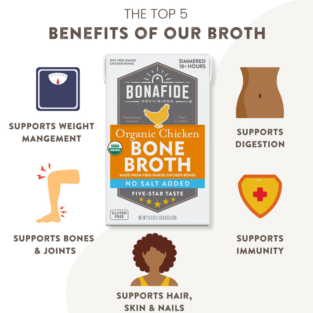 Organic Chicken Bone Broth No Salt Added 16.9oz 6 Pack B32923
