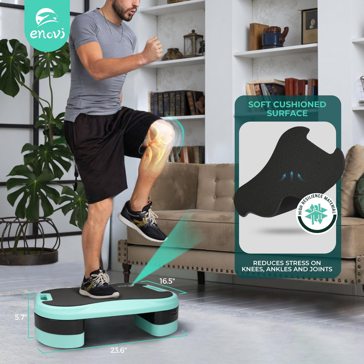 Exercise Step Platform with Cushion and 2 Adjustable Height Risers H771754