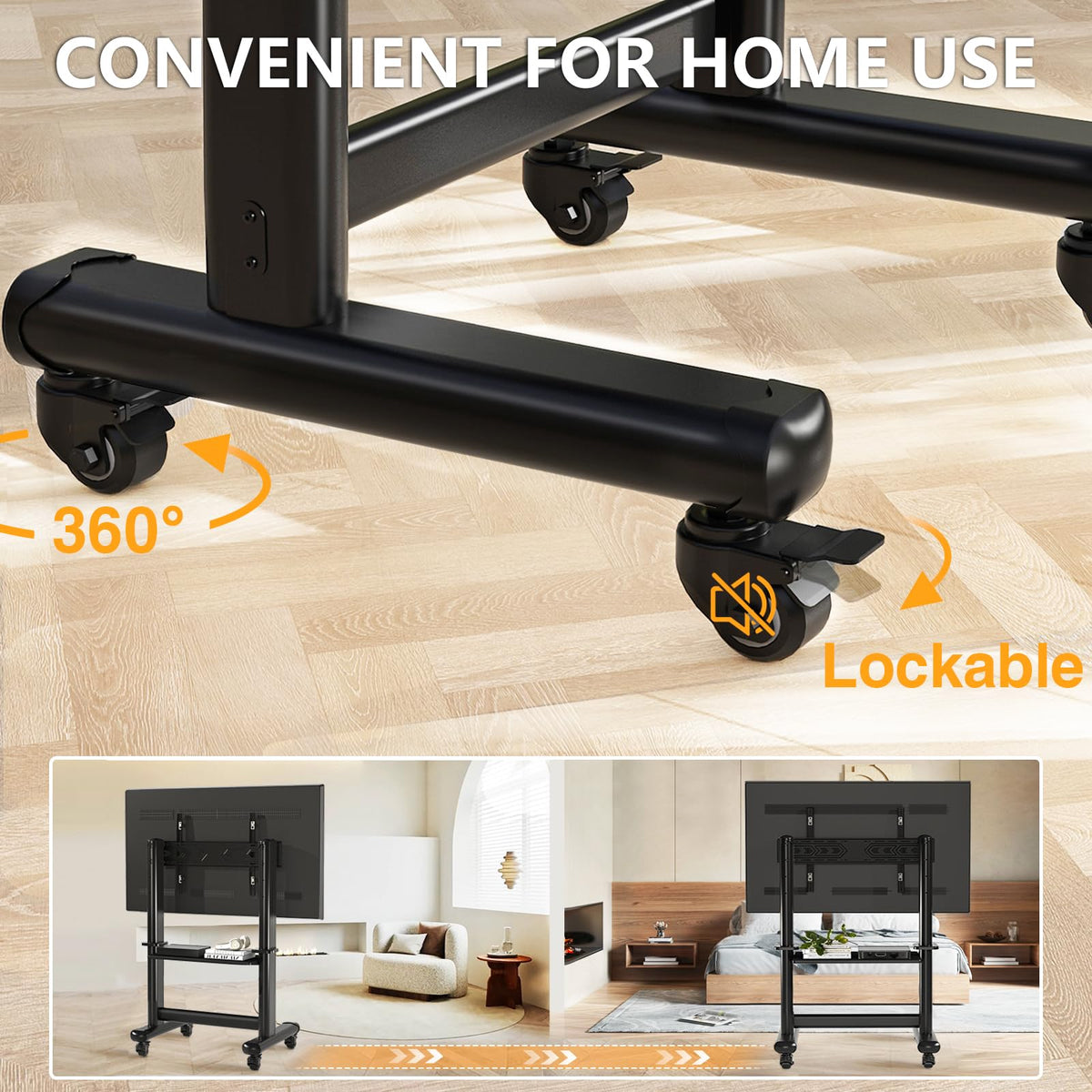 Mobile TV Cart Rolling TV Stand with Wheels for 55-120" TVs H73339