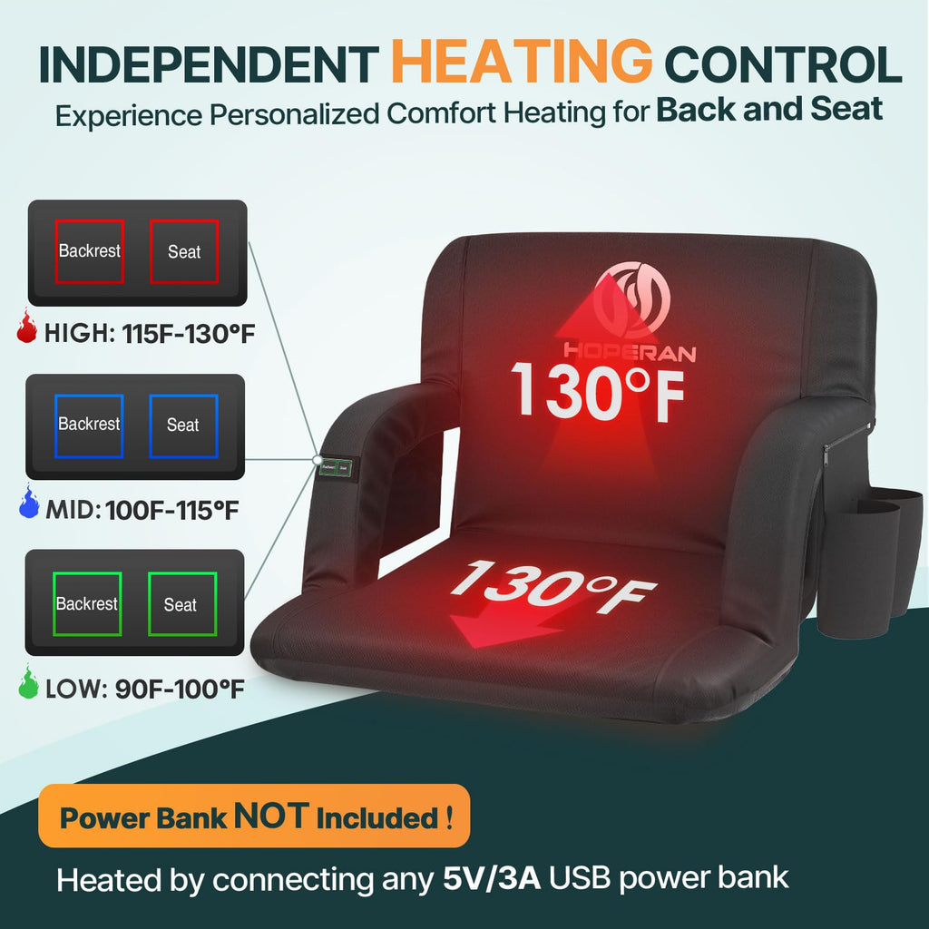 Black Heated Stadium Seats for Bleachers, 2 PCS Q871939