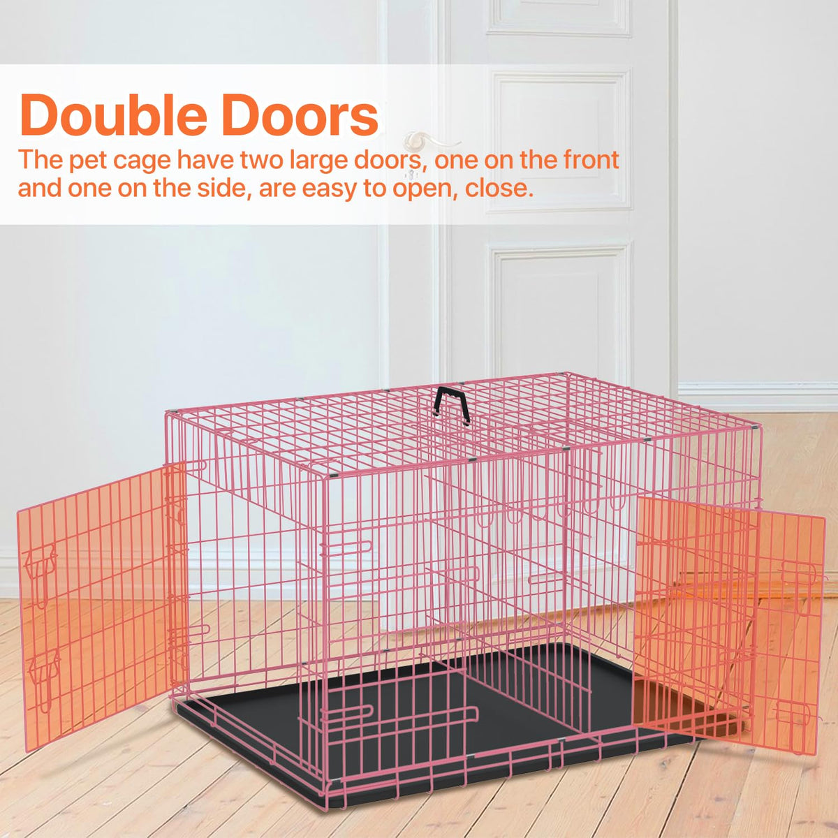 Folding Metal Dog Crate with Tray & Divider G464540