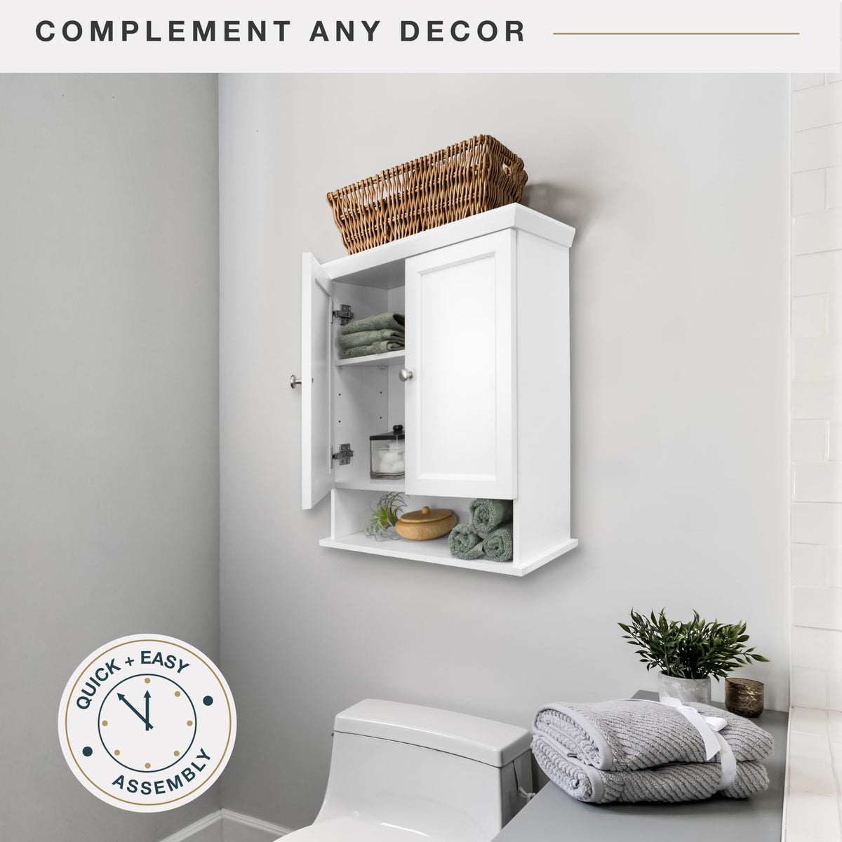 White Wall Mounted Medicine Cabinet Organizer N297115