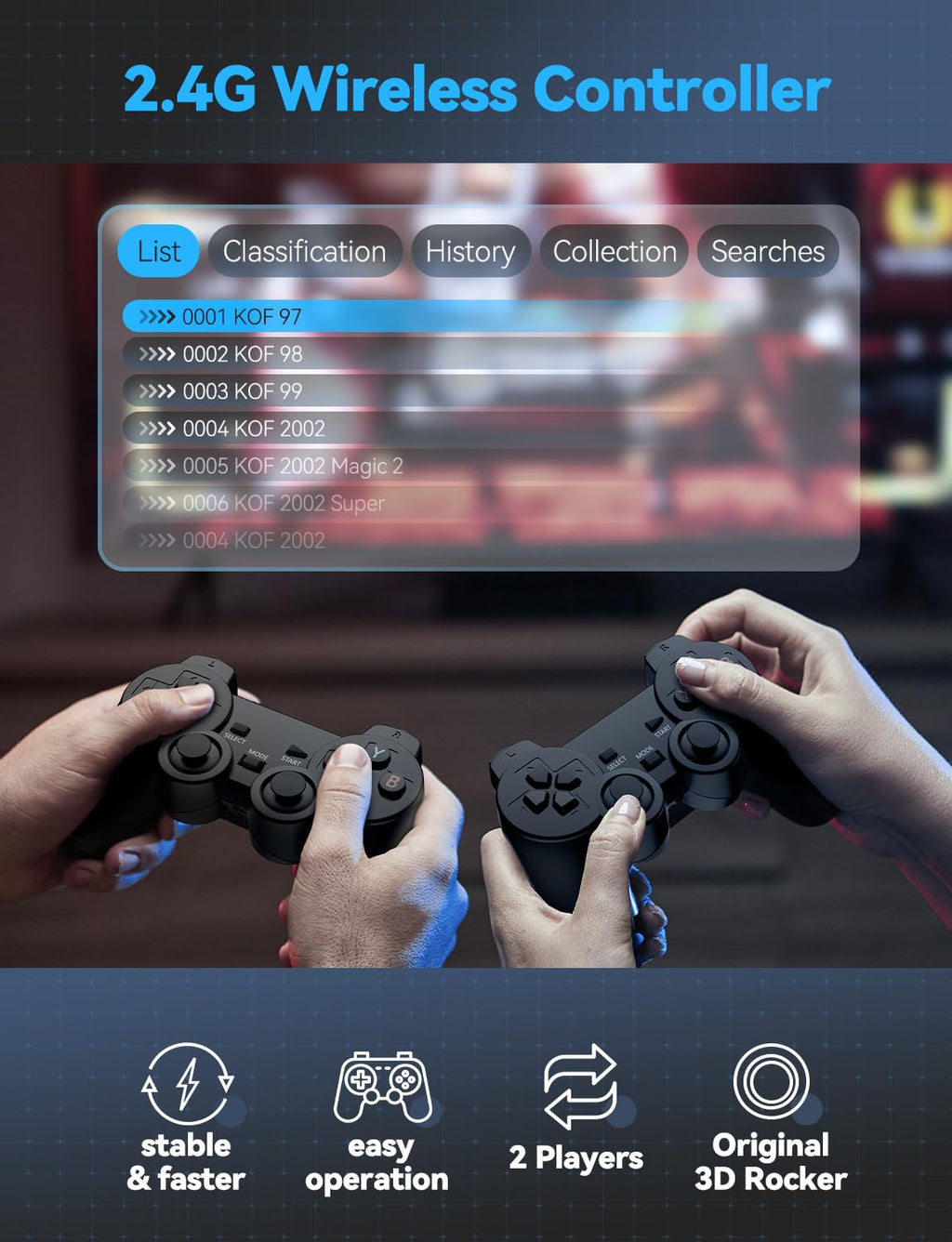 4K HDMI-Compatible Retro Gaming Console with 2.4G Wireless Controllers Q691