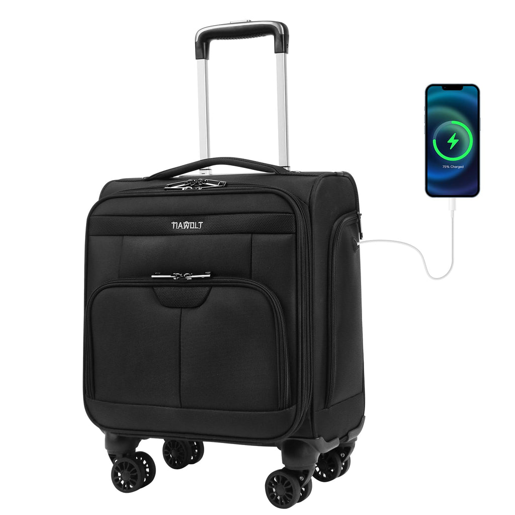 16 Inch Underseat Carry on Luggage with Wheels Black U865