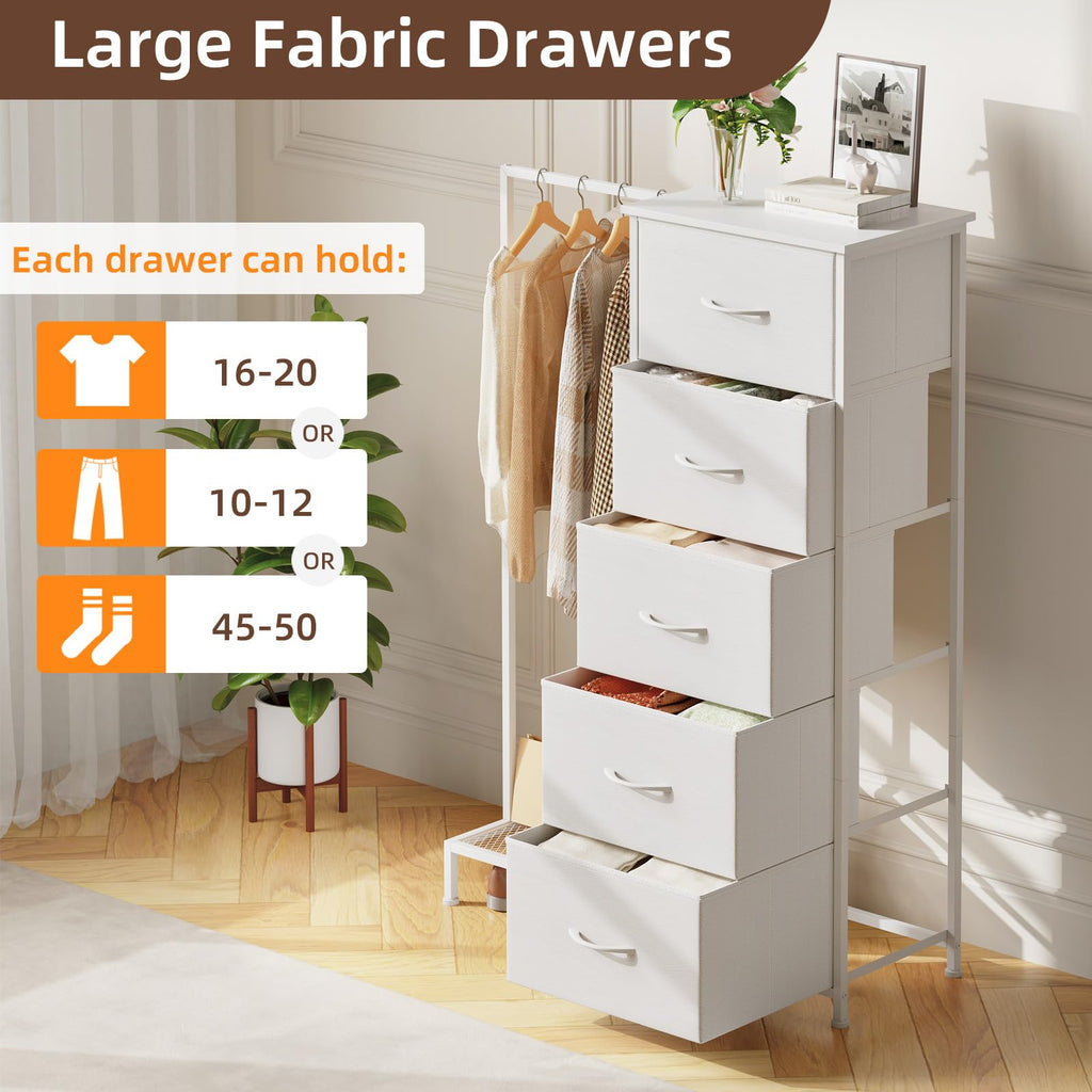 Dresser with Hanging Rack, 5 Drawers O13775