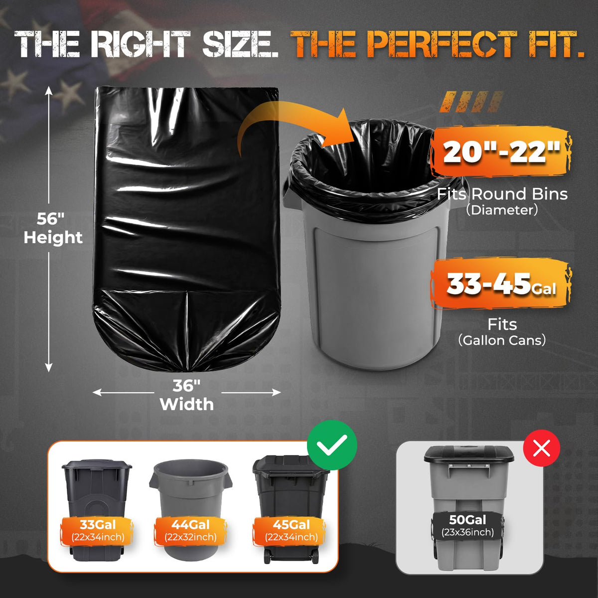 55-60 Gallon 40 Count Trash Bags E18958