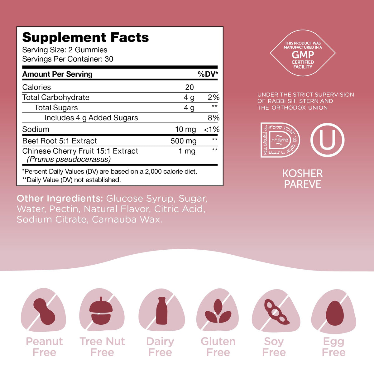 Beet Root 500 mg Cherry Gummies G80378
