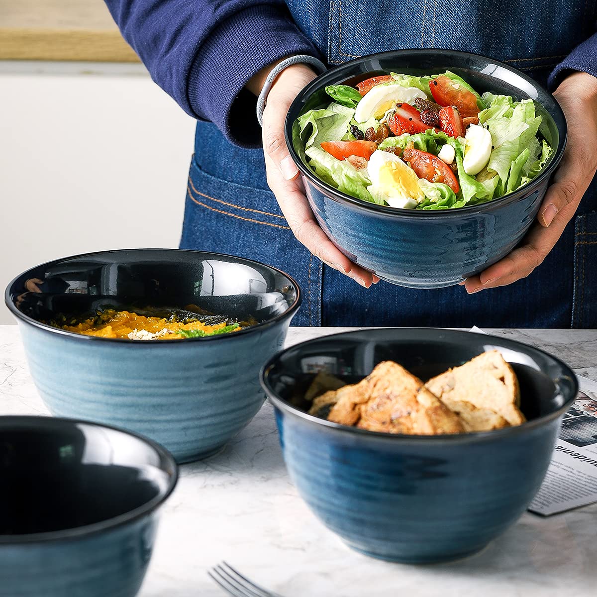 40 Ounce 7 Inch Ceramic Soup Bowls Set of 4 U53526