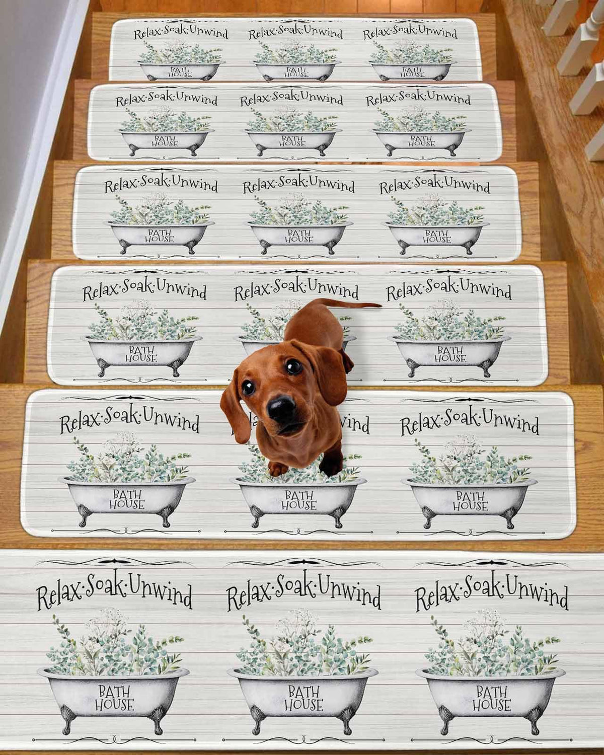 Eucalyptus Leaves 15 Pack Non Slip Stair Treads 8x30 inch C99392