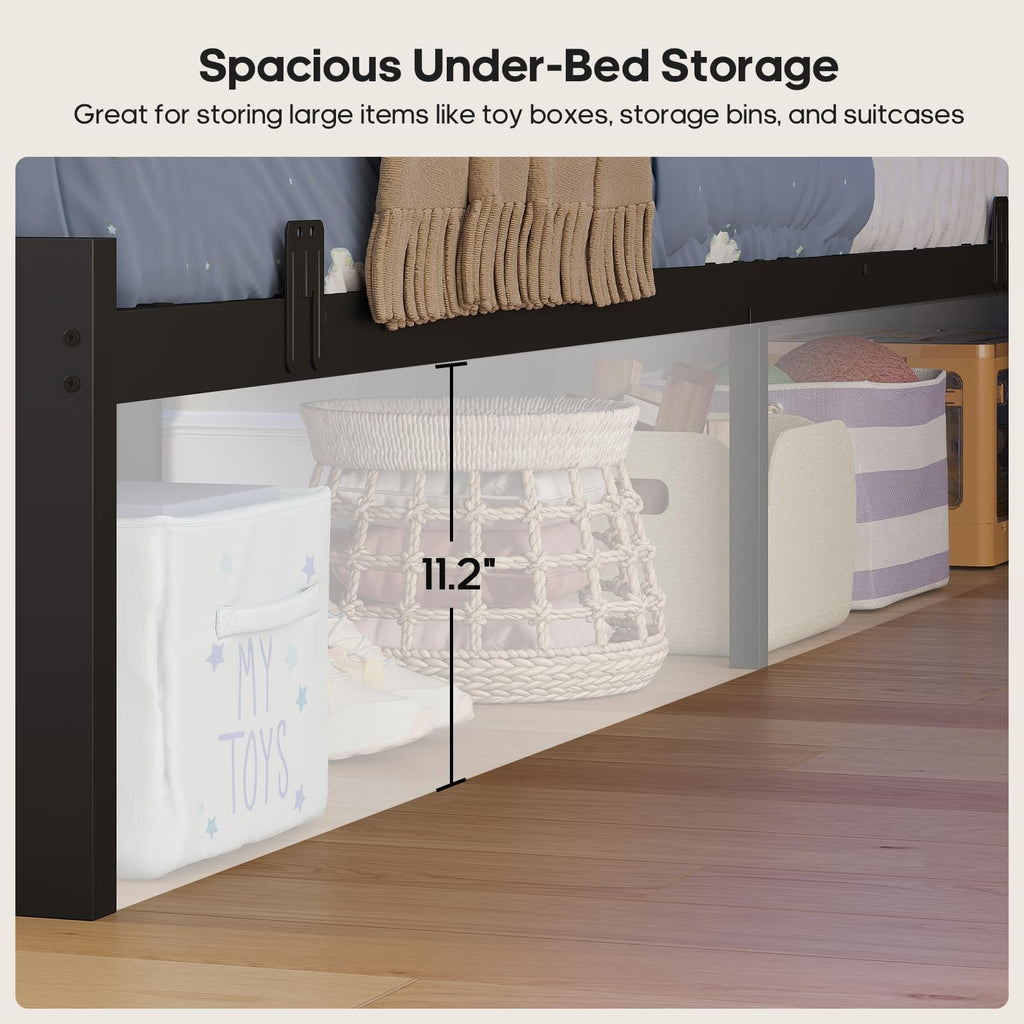 Black Twin Over Twin Bunk Bed with Storage Drawers & Bookshelf D554468