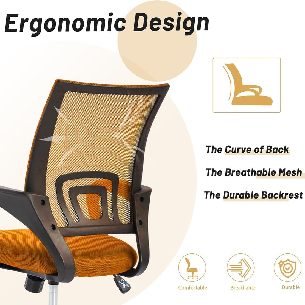 Orange Ergonomic Mesh Office Chair with Lumbar Support D11239
