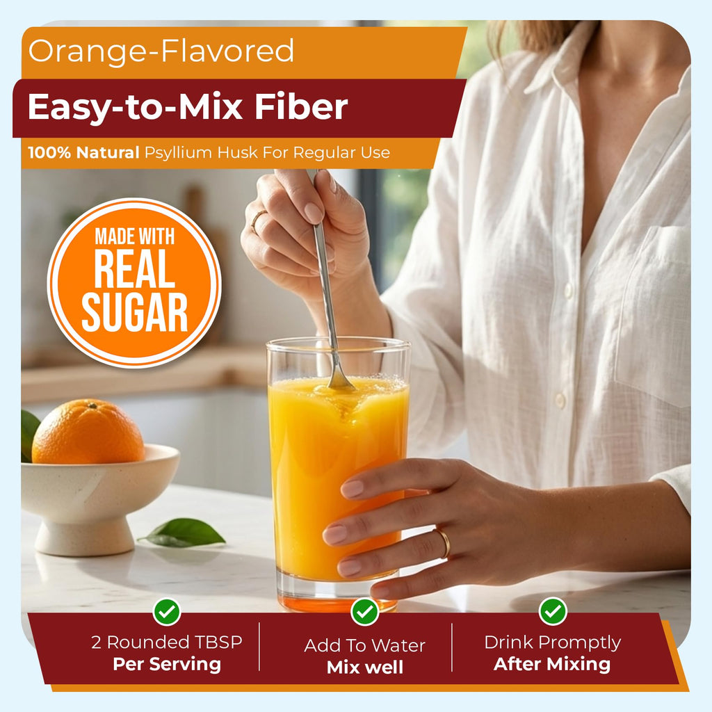 Psyllium Husk Powder Fiber Supplement Orange Flavor 48.2 oz U663