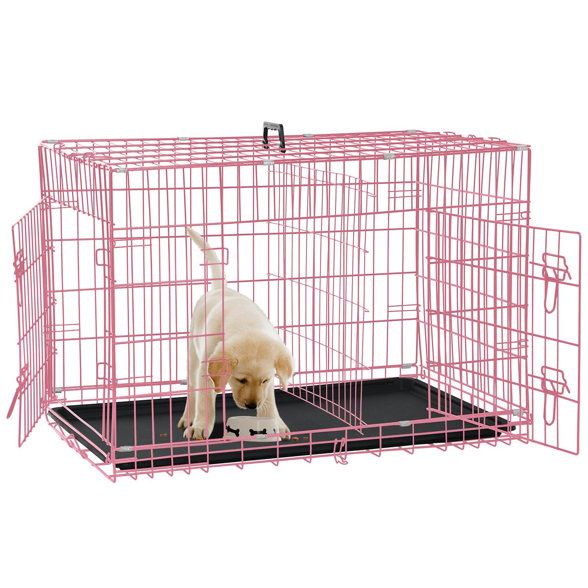 Folding Metal Dog Crate with Tray & Divider G464540