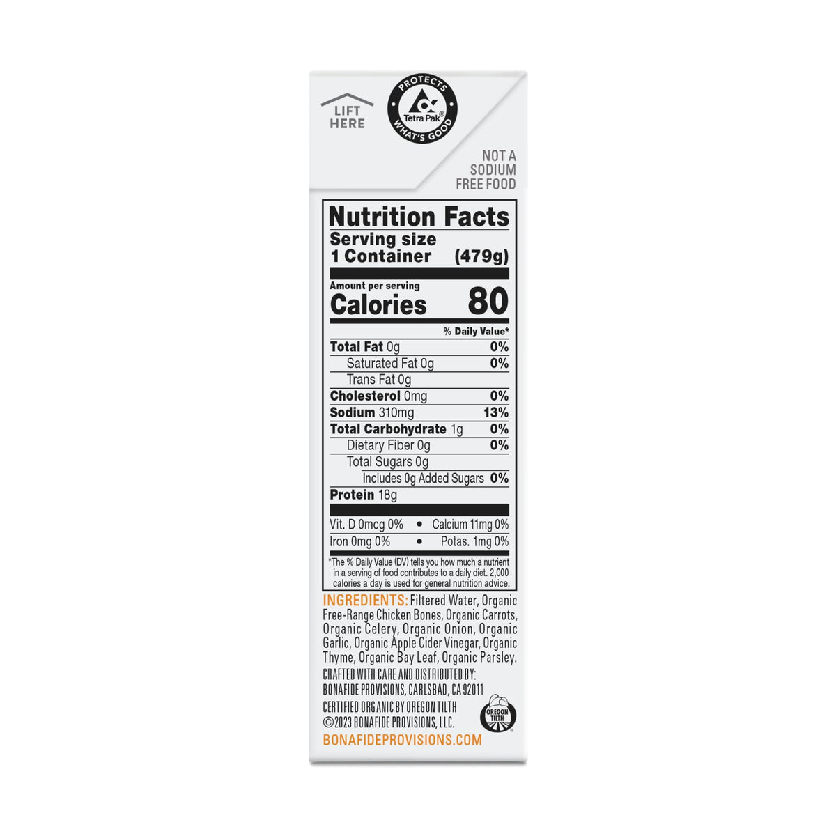 Organic Chicken Bone Broth No Salt Added 16.9oz 6 Pack B32923