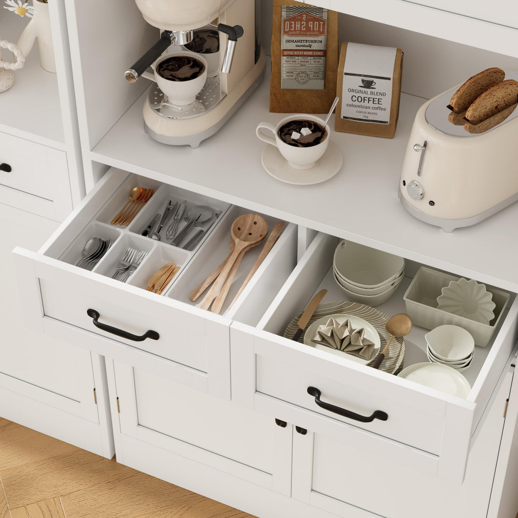 White Tall Wood Kitchen Pantry Storage Cabinet Z617565