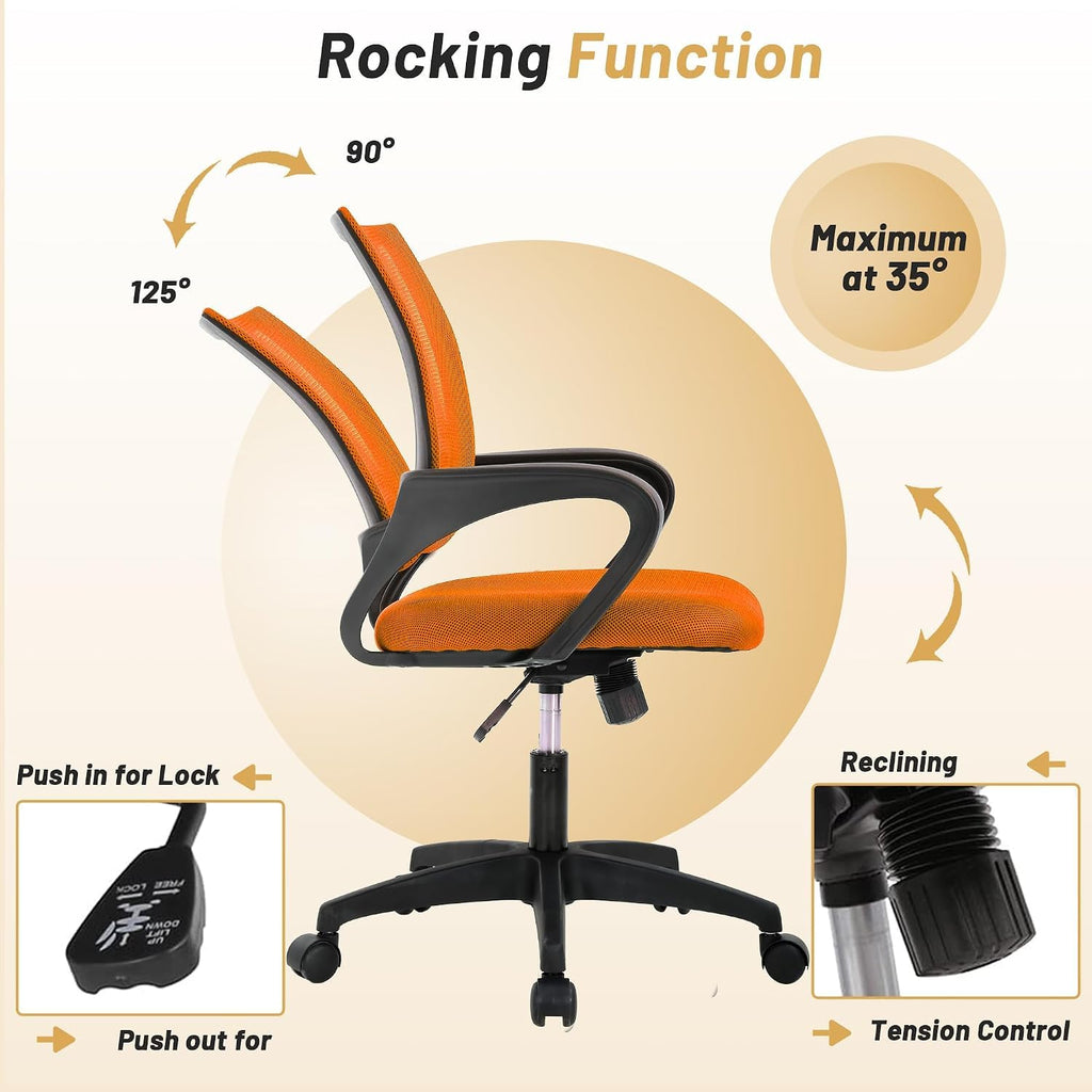 Orange Ergonomic Mesh Office Chair with Lumbar Support D11239
