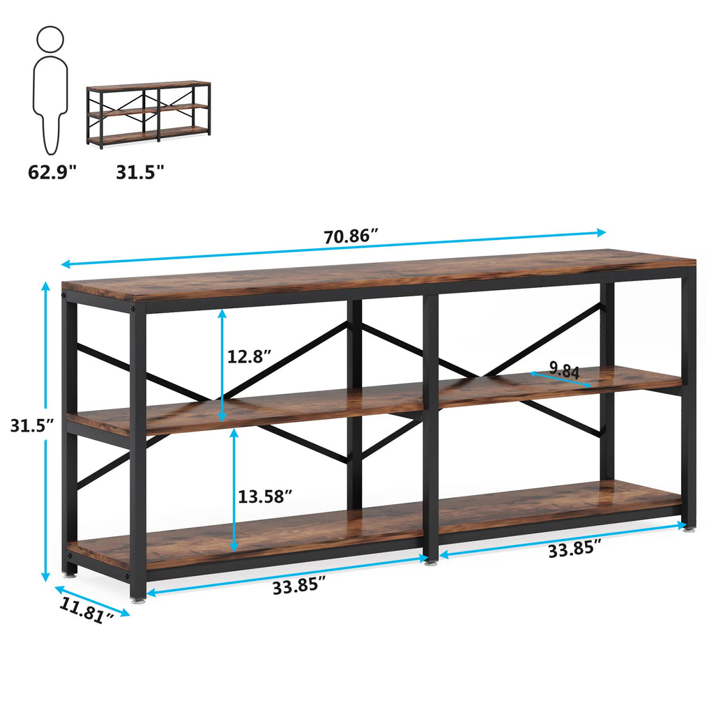 70.9 Inch 3-Tier Console Table with Storage Shelves B985