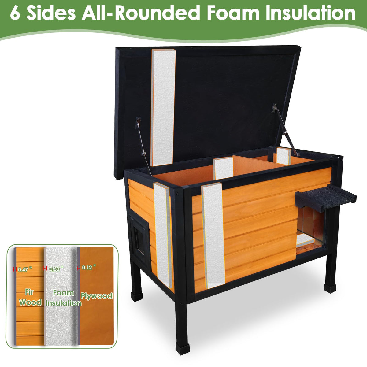 Outdoor Insulated Wooden Cat House I2549