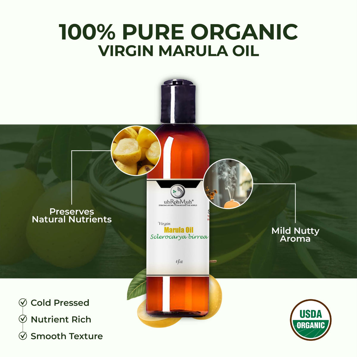 Cold Pressed Virgin Organic Marula Oil 4 Fl Oz Z1274