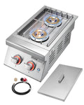 Double Side Burners, 2 x 17,000BTU Liquid Propane, Convertible to Natural Gas, 304 Stainless Steel Built-in E37726