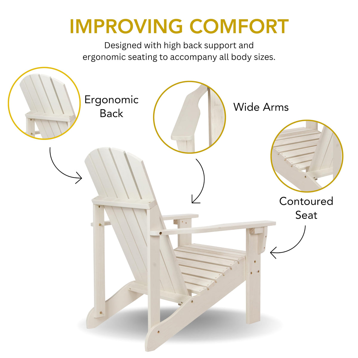 Eggshell White Wooden Adirondack Chair O56354