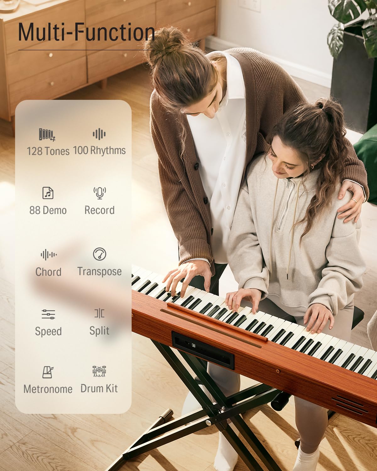 88 Keys Digital Piano with Stand and Sustain Pedal N53797