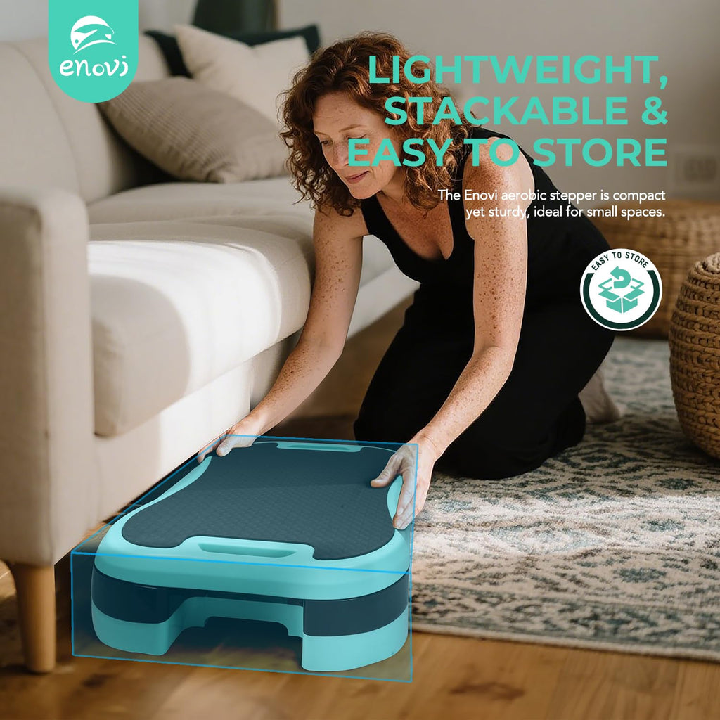 Exercise Step Platform with Cushion and 2 Adjustable Height Risers H771754