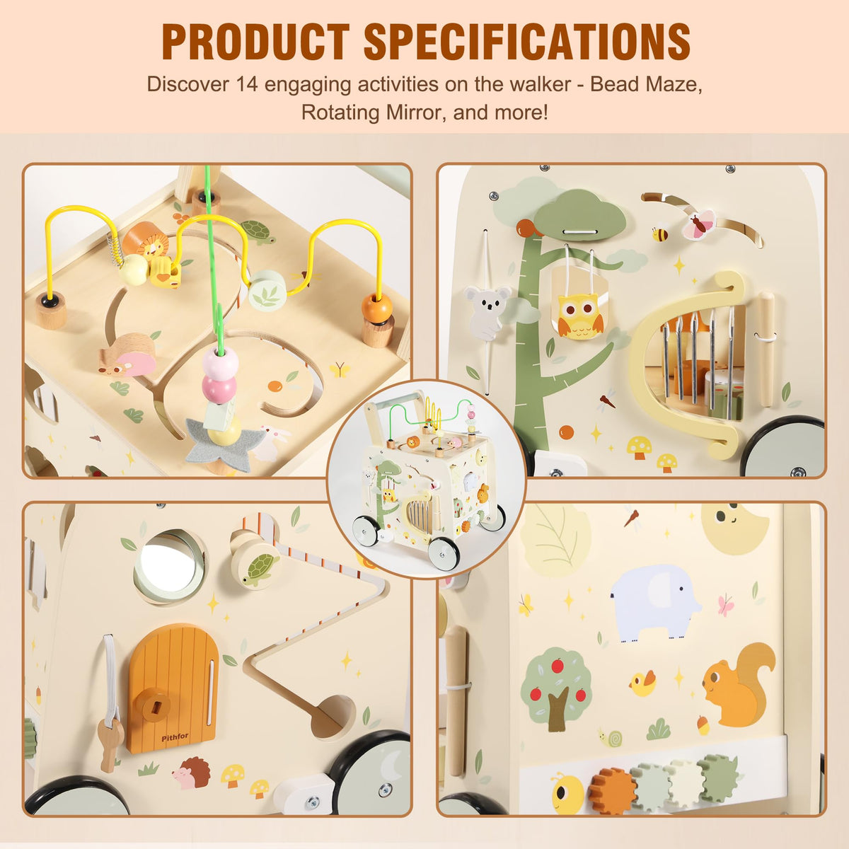 Wooden Activity Cube Push Walker L3959