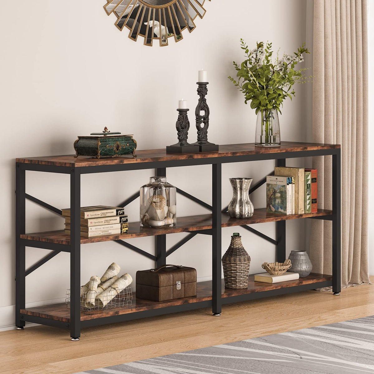 70.9 Inch 3-Tier Console Table with Storage Shelves B985