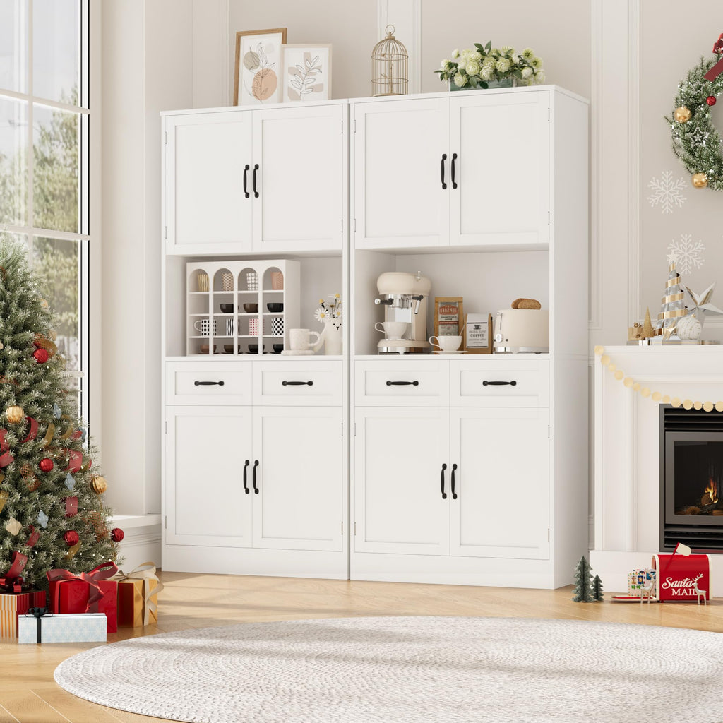 White Tall Wood Kitchen Pantry Storage Cabinet Z617565