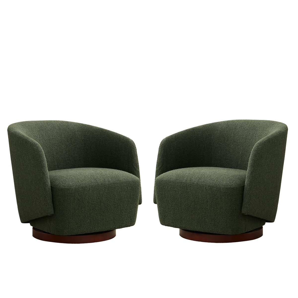 Boucle Swivel Accent Chairs Set of 2 Green V14361