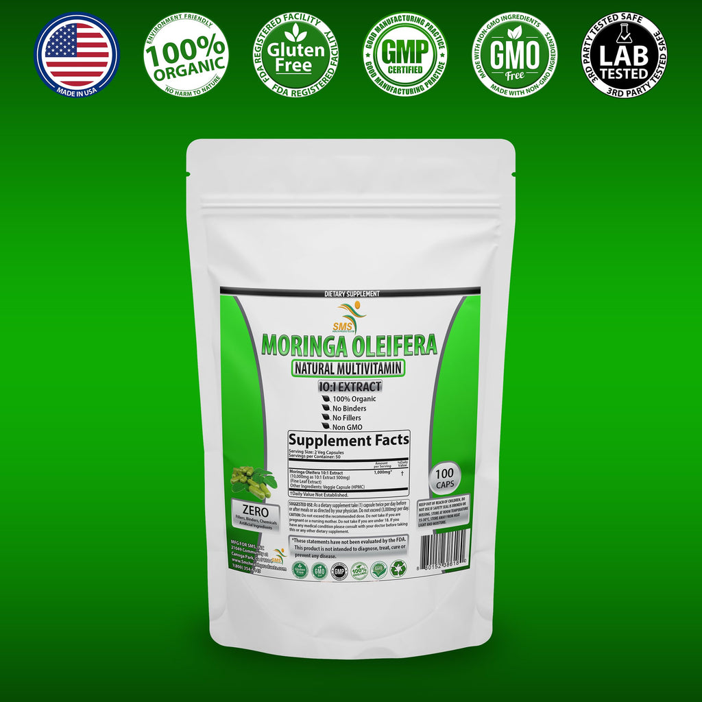 Moringa Oleifera 100 Veggie Capsules 1000mg Leaf Powder U830369