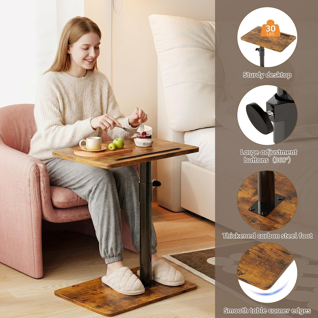 Height Adjustable Swivel C Shaped Side Table Set of 2 A34078