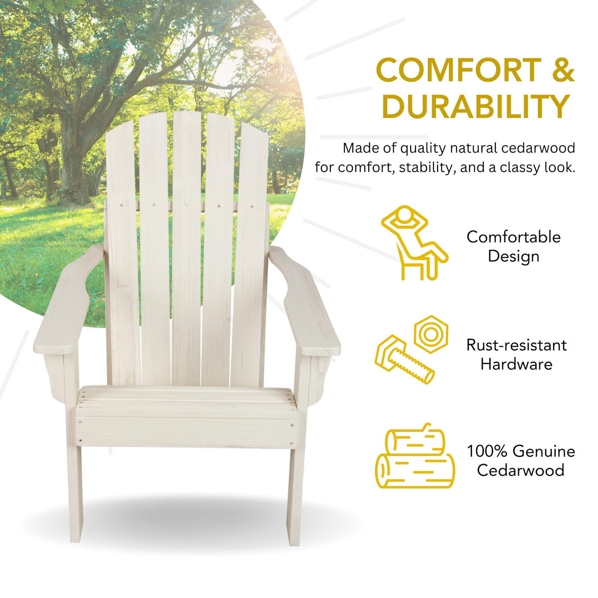 Eggshell White Wooden Adirondack Chair O56354