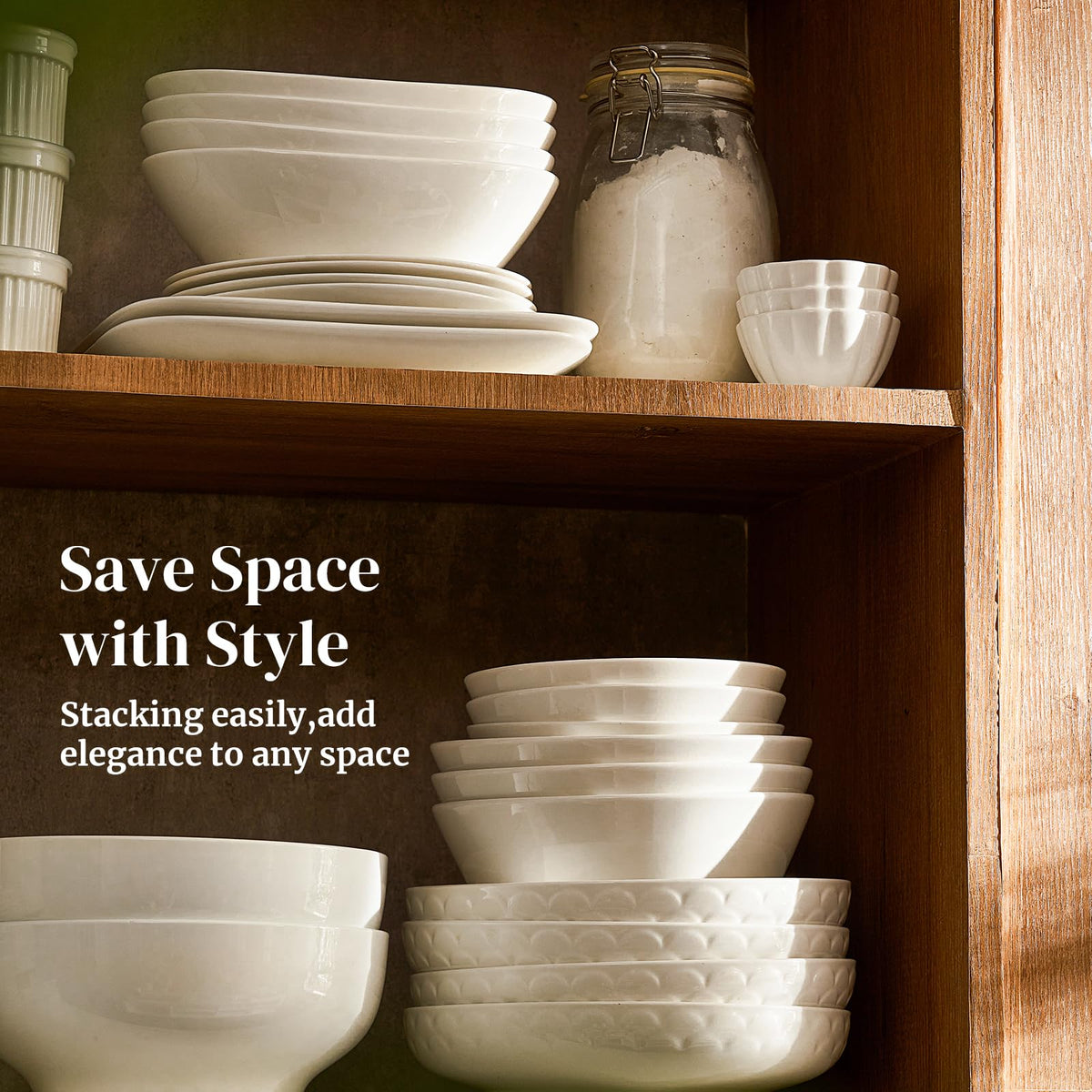 Set of 4 White Ceramic Pasta Bowls C461875