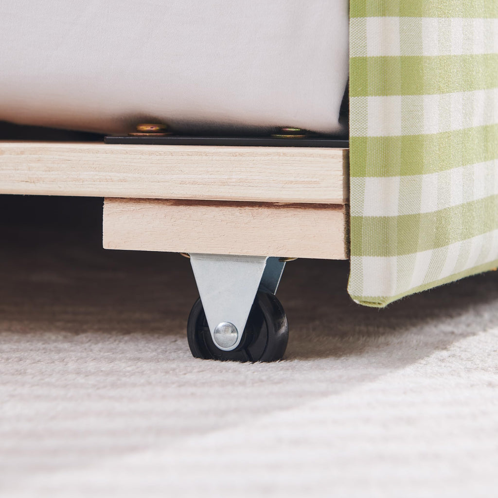 Green Gingham Full to King Upholstered Daybed with Trundle J735