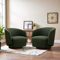 Boucle Swivel Accent Chairs Set of 2 Green V14361