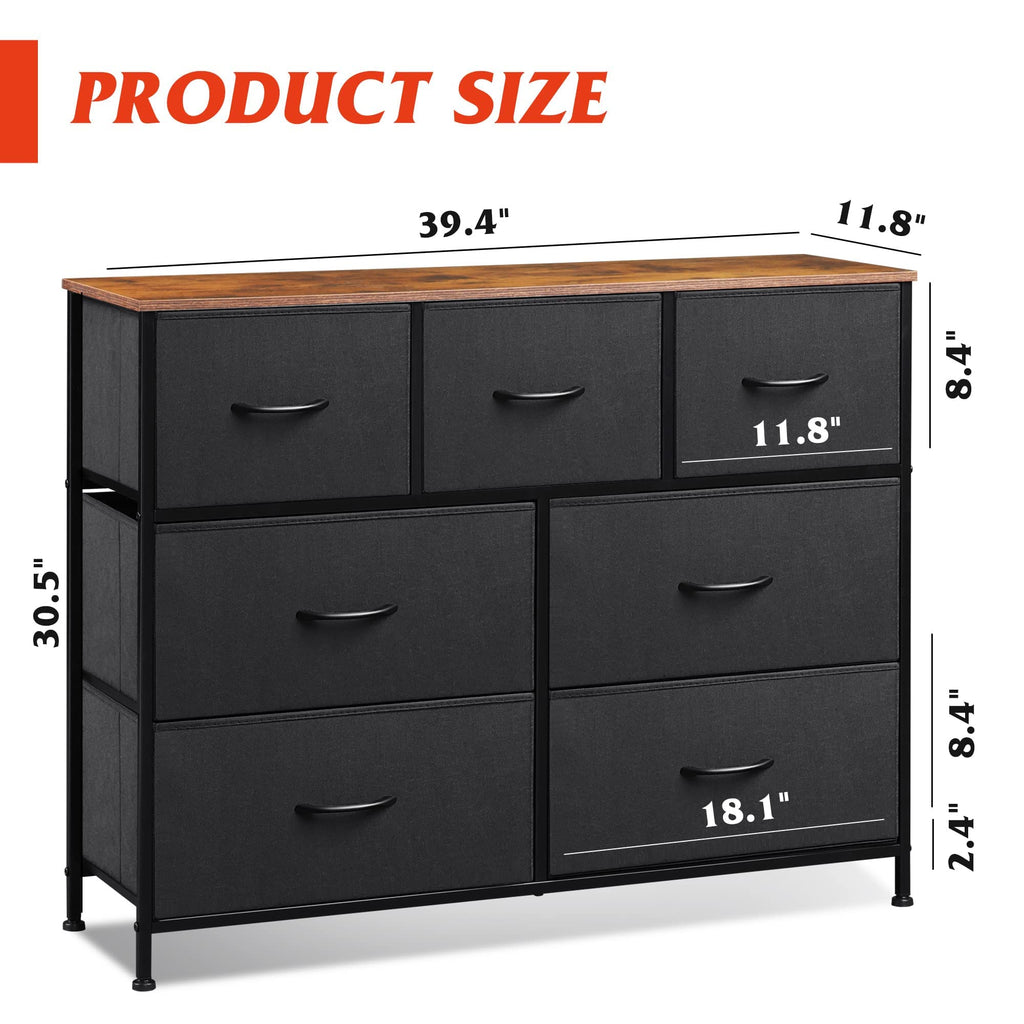 Charcoal Black 3 7 9 Drawer Dresser Set S83494