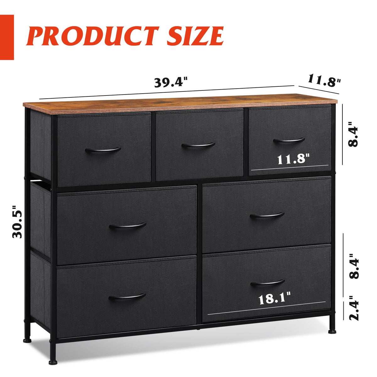 Charcoal Black 3 7 9 Drawer Dresser Set S83494