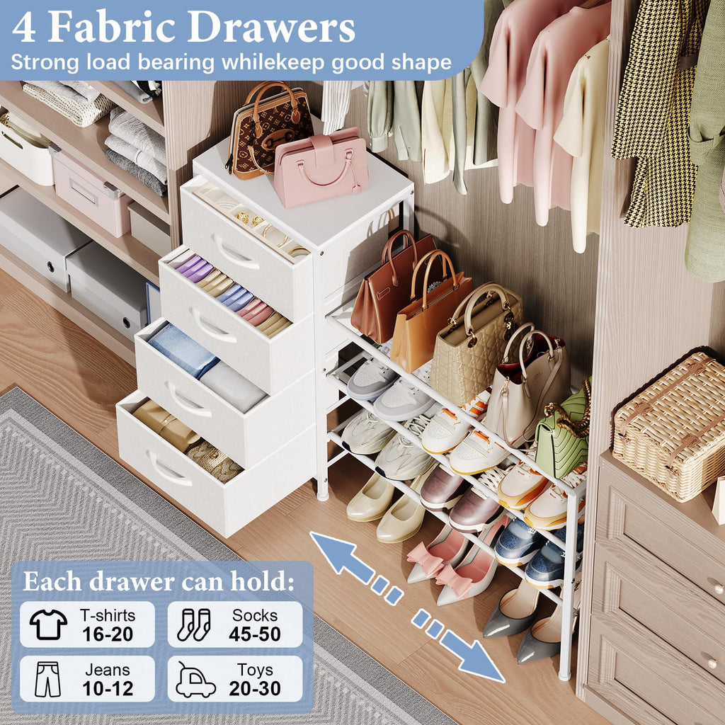 White 4 Drawer Fabric Dresser S286