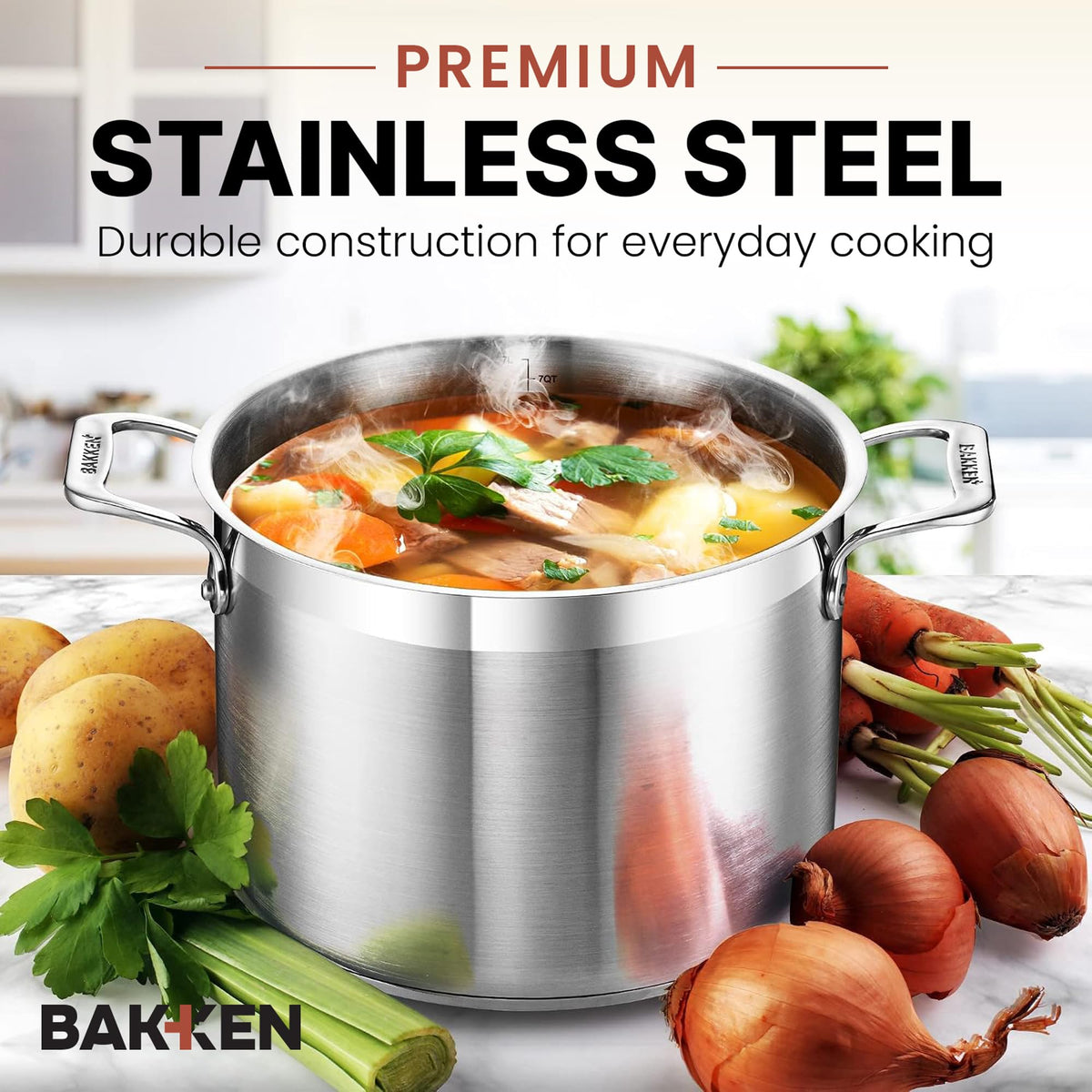 16 Quart Stainless Steel Stockpot with Lid S95696