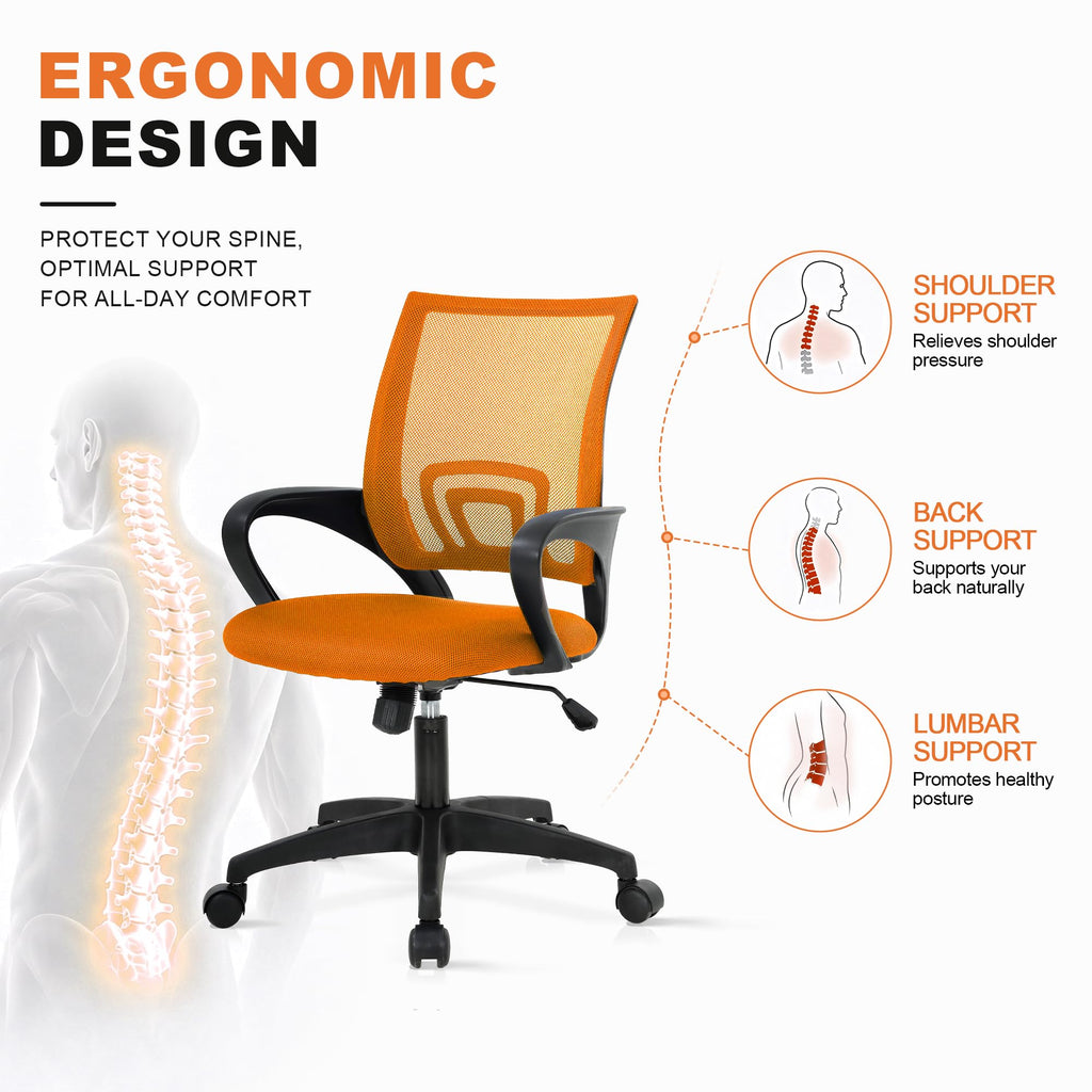Orange Ergonomic Mesh Office Chair with Lumbar Support D11239