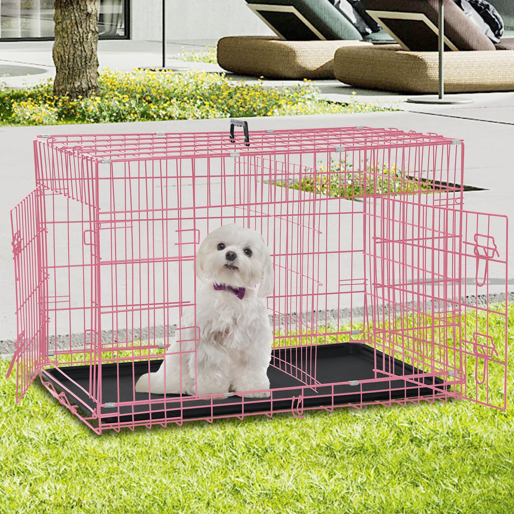 Folding Metal Dog Crate with Tray & Divider G464540