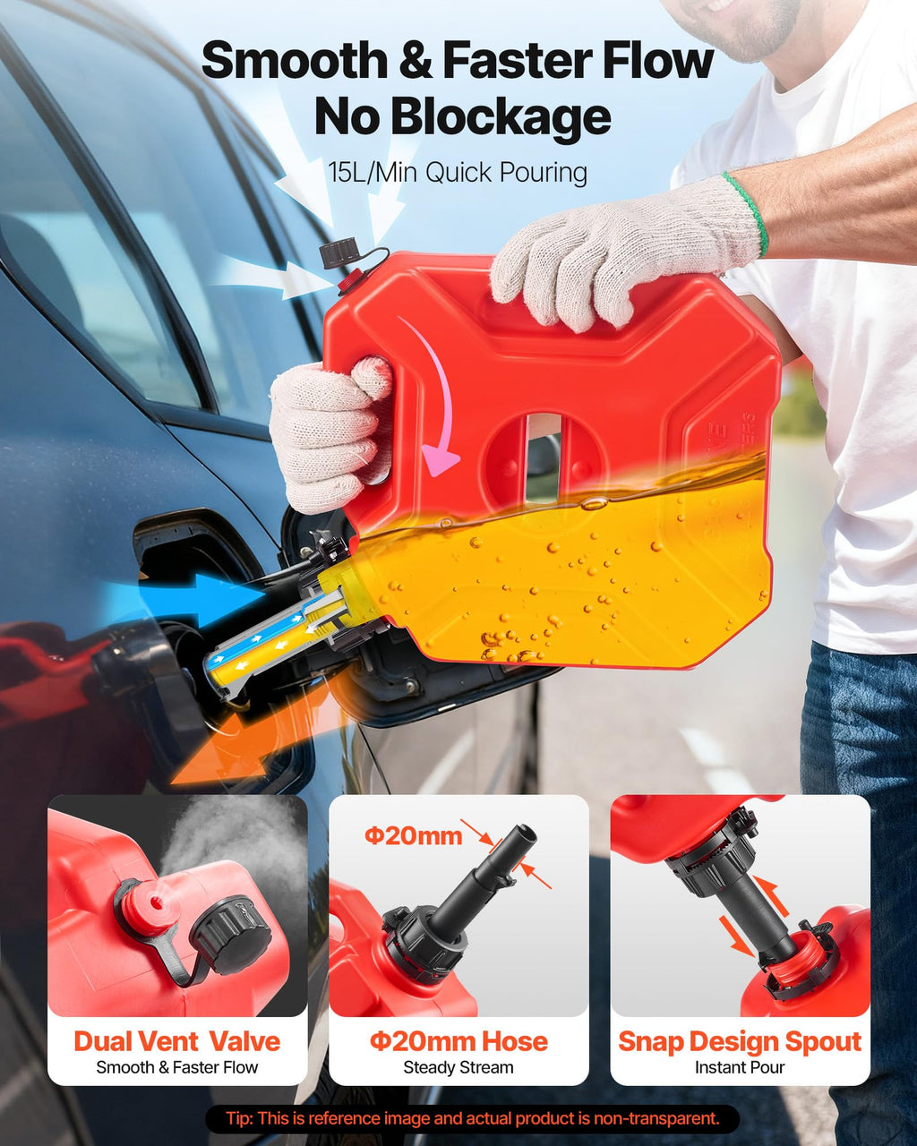 1.3 Gallon Gas Can with Spout and Lockable Bracket K869