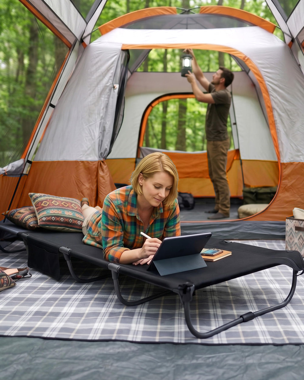 Ultra-Light 7.1 lbs Foldable Camping Cot with Side Pocket R502