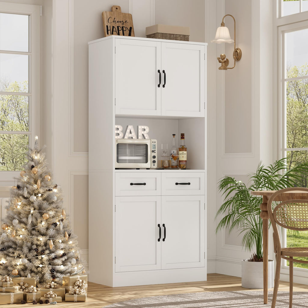 White Tall Wood Kitchen Pantry Storage Cabinet Z617565