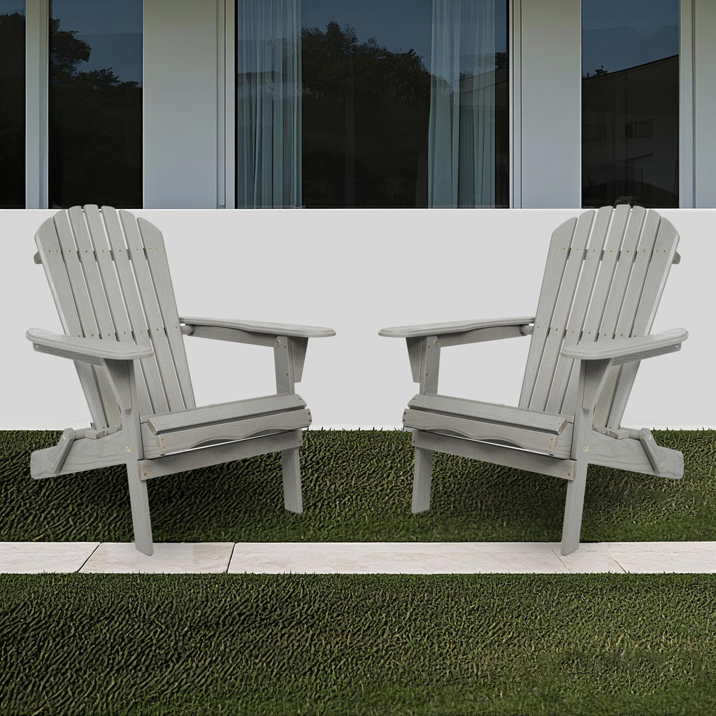 Wood Folding Adirondack Chair Set of 2 Solid Cedar K38584