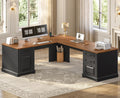 69" L Shaped Desk with Drawers and Storage Cabinet Z756739