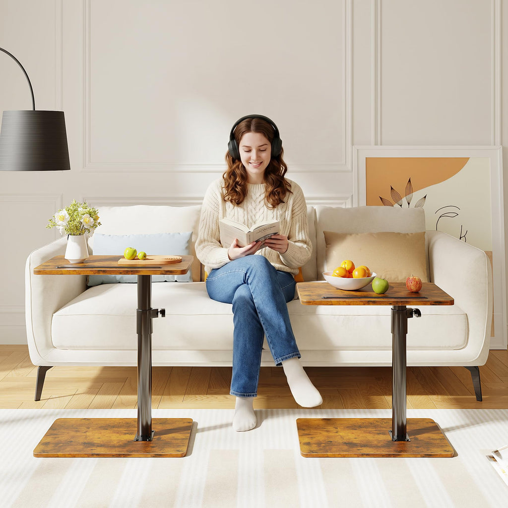 Height Adjustable Swivel C Shaped Side Table Set of 2 A34078