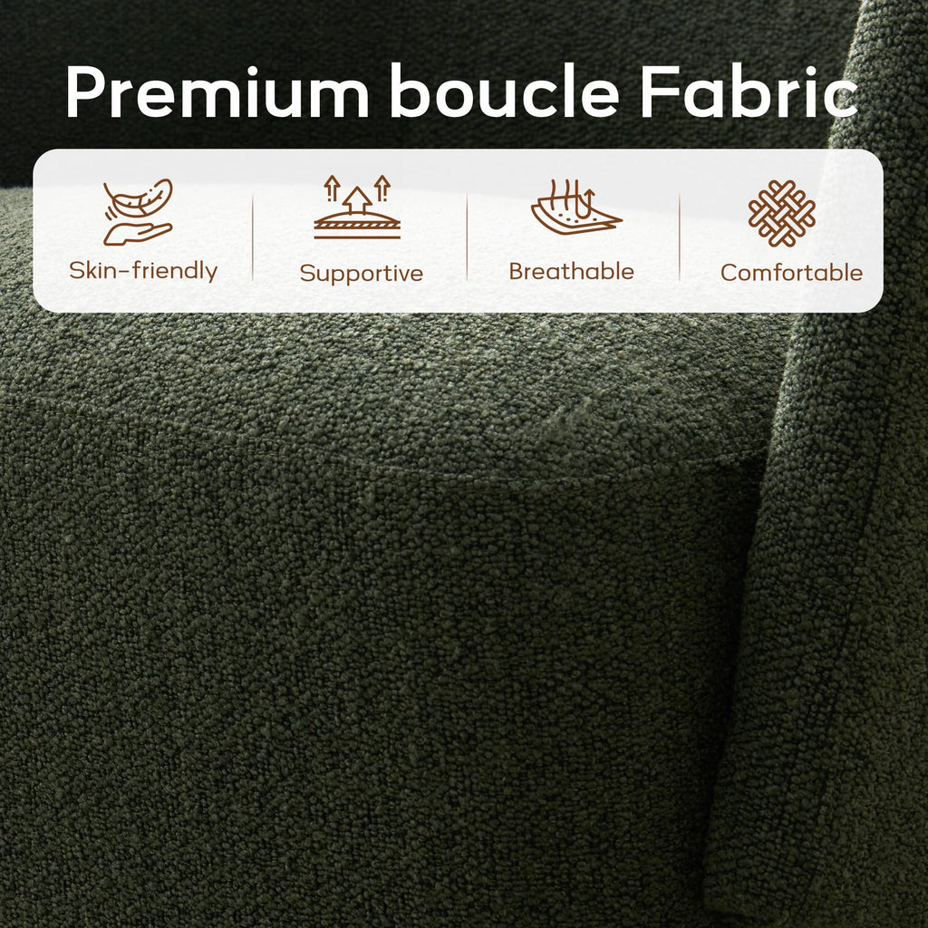Boucle Swivel Accent Chairs Set of 2 Green V14361